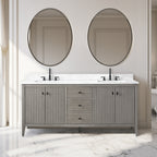 Meuble-lavabo double vasque Vanity Art 72 avec dessus en marbre reconstitué