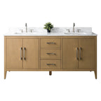 Meuble-lavabo double vasque Vanity Art 72 avec dessus en marbre reconstitué