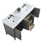 Meuble-lavabo double vasque Vanity Art 72 avec dessus en marbre reconstitué