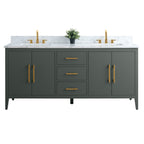 Meuble-lavabo double vasque Vanity Art 72 avec dessus en marbre reconstitué