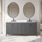 Meuble-lavabo double vasque Vanity Art 72 avec dessus en marbre reconstitué