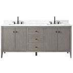 Meuble-lavabo double vasque Vanity Art 72 avec dessus en marbre reconstitué