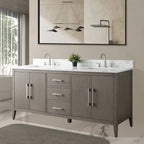 Meuble-lavabo double vasque Vanity Art 72 avec dessus en marbre reconstitué