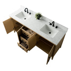 Meuble-lavabo double vasque Vanity Art 72 avec dessus en marbre reconstitué