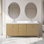Meuble-lavabo double vasque Vanity Art 72 avec dessus en marbre reconstitué