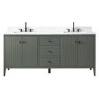 Meuble-lavabo double vasque Vanity Art 72 avec dessus en marbre reconstitué