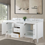 Meuble-lavabo double vasque Vanity Art 72 avec dessus en marbre reconstitué