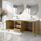 Meuble-lavabo double vasque Vanity Art 72 avec dessus en marbre reconstitué