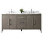 Meuble-lavabo double vasque Vanity Art 72 avec dessus en marbre reconstitué