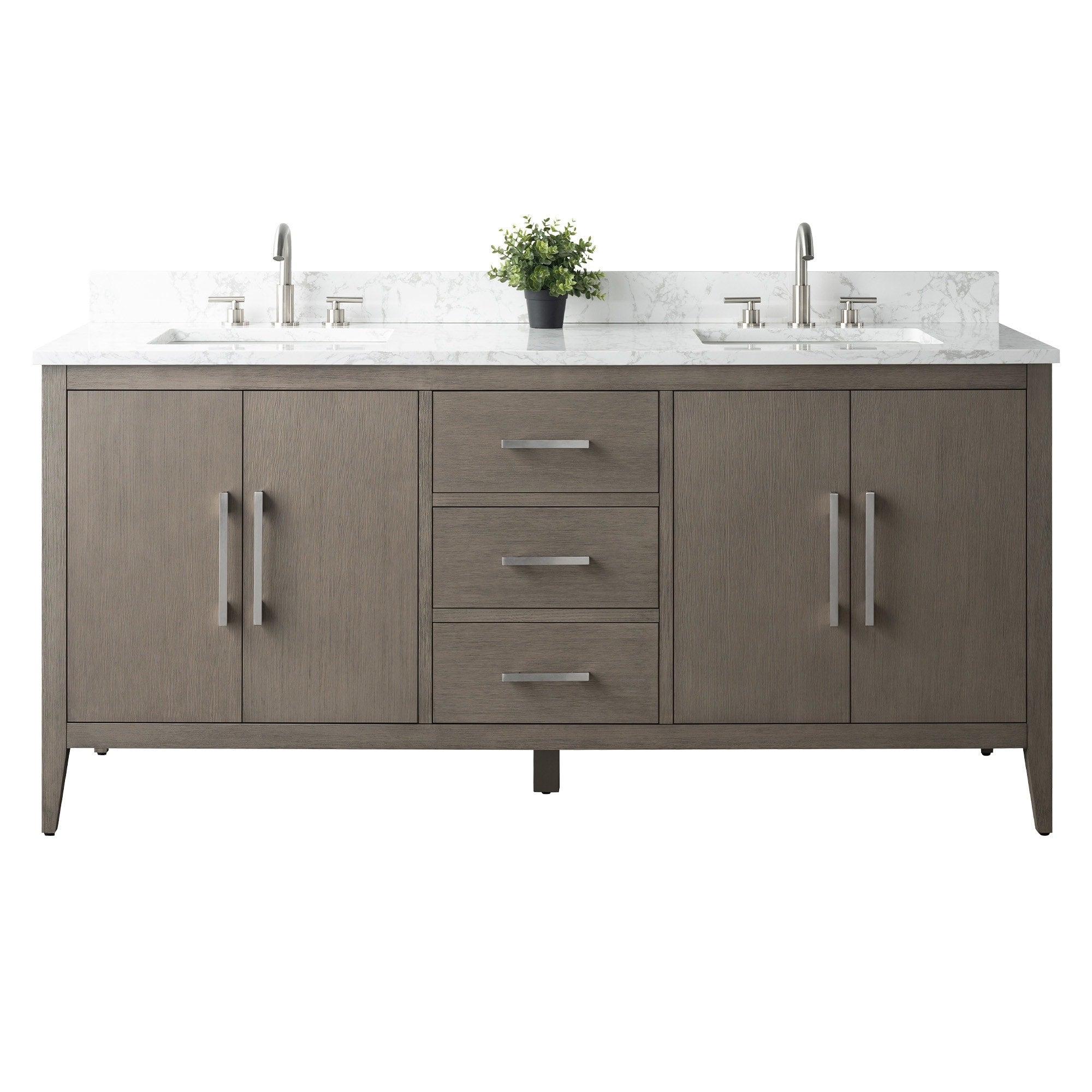 Meuble-lavabo double vasque Vanity Art 72 avec dessus en marbre reconstitué