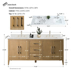 Meuble-lavabo double vasque Vanity Art 72 avec dessus en marbre reconstitué