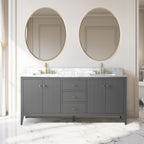 Meuble-lavabo double vasque Vanity Art 72 avec dessus en marbre reconstitué