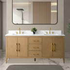 Meuble-lavabo double vasque Vanity Art 72 avec dessus en marbre reconstitué