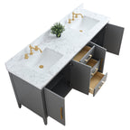 Meuble-lavabo double vasque Vanity Art 72 avec dessus en marbre reconstitué