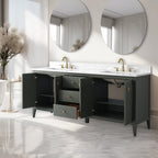 Meuble-lavabo double vasque Vanity Art 72 avec dessus en marbre reconstitué