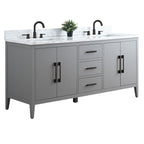 Meuble-lavabo double vasque Vanity Art 72 avec dessus en marbre reconstitué