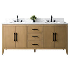 Meuble-lavabo double vasque Vanity Art 72 avec dessus en marbre reconstitué