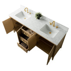 Meuble-lavabo double vasque Vanity Art 72 avec dessus en marbre reconstitué