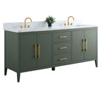 Meuble-lavabo double vasque Vanity Art 72 avec dessus en marbre reconstitué