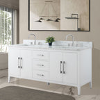 Meuble-lavabo double vasque Vanity Art 72 avec dessus en marbre reconstitué