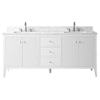Meuble-lavabo double vasque Vanity Art 72 avec dessus en marbre reconstitué