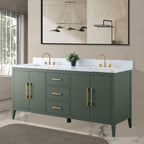 Meuble-lavabo double vasque Vanity Art 72 avec dessus en marbre reconstitué