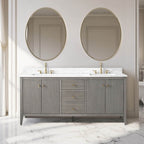 Meuble-lavabo double vasque Vanity Art 72 avec dessus en marbre reconstitué