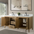 Meuble-lavabo double vasque Vanity Art 72 avec dessus en marbre reconstitué