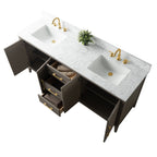 Meuble-lavabo double vasque Vanity Art 72 avec dessus en marbre reconstitué