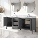 Meuble-lavabo double vasque Vanity Art 72 avec dessus en marbre reconstitué