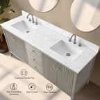 Meuble-lavabo double vasque Vanity Art 72 avec dessus en marbre reconstitué
