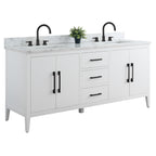 Meuble-lavabo double vasque Vanity Art 72 avec dessus en marbre reconstitué