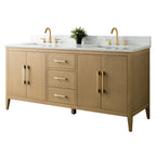 Meuble-lavabo double vasque Vanity Art 72 avec dessus en marbre reconstitué