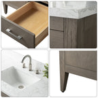 Meuble-lavabo double vasque Vanity Art 72 avec dessus en marbre reconstitué