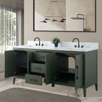 Meuble-lavabo double vasque Vanity Art 72 avec dessus en marbre reconstitué