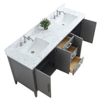 Meuble-lavabo double vasque Vanity Art 72 avec dessus en marbre reconstitué