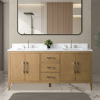 Meuble-lavabo double vasque Vanity Art 72 avec dessus en marbre reconstitué