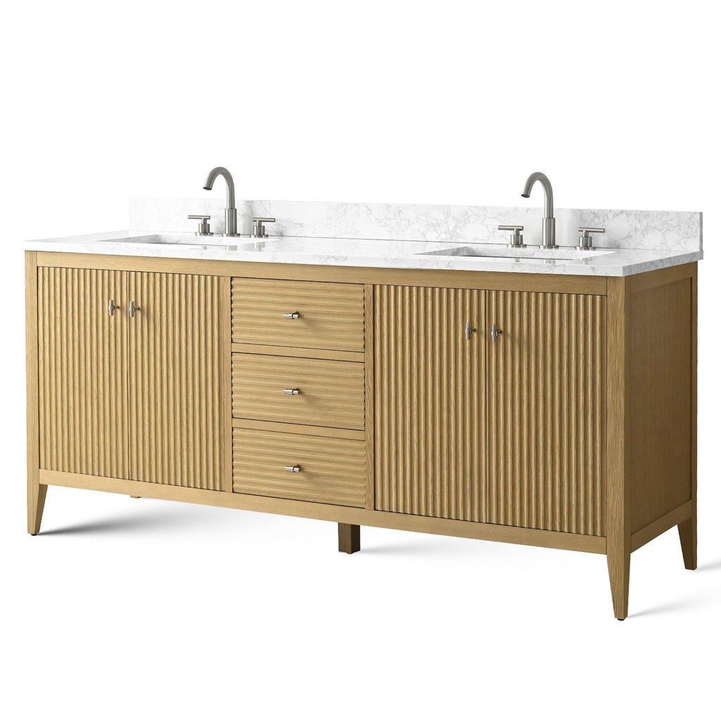 Meuble-lavabo double vasque Vanity Art 72 avec dessus en marbre reconstitué