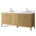 Meuble-lavabo double vasque Vanity Art 72 avec dessus en marbre reconstitué