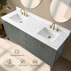 Meuble-lavabo double vasque Vanity Art 72 avec dessus en marbre reconstitué
