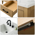 Meuble-lavabo double vasque Vanity Art 72 avec dessus en marbre reconstitué