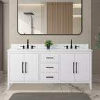 Meuble-lavabo double vasque Vanity Art 72 avec dessus en marbre reconstitué