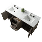 Meuble-lavabo double vasque Vanity Art 72 avec dessus en marbre reconstitué
