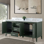 Meuble-lavabo double vasque Vanity Art 72 avec dessus en marbre reconstitué