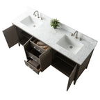Meuble-lavabo double vasque Vanity Art 72 avec dessus en marbre reconstitué