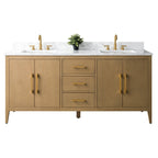 Meuble-lavabo double vasque Vanity Art 72 avec dessus en marbre reconstitué