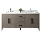 Meuble-lavabo double vasque Vanity Art 72 avec dessus en marbre reconstitué