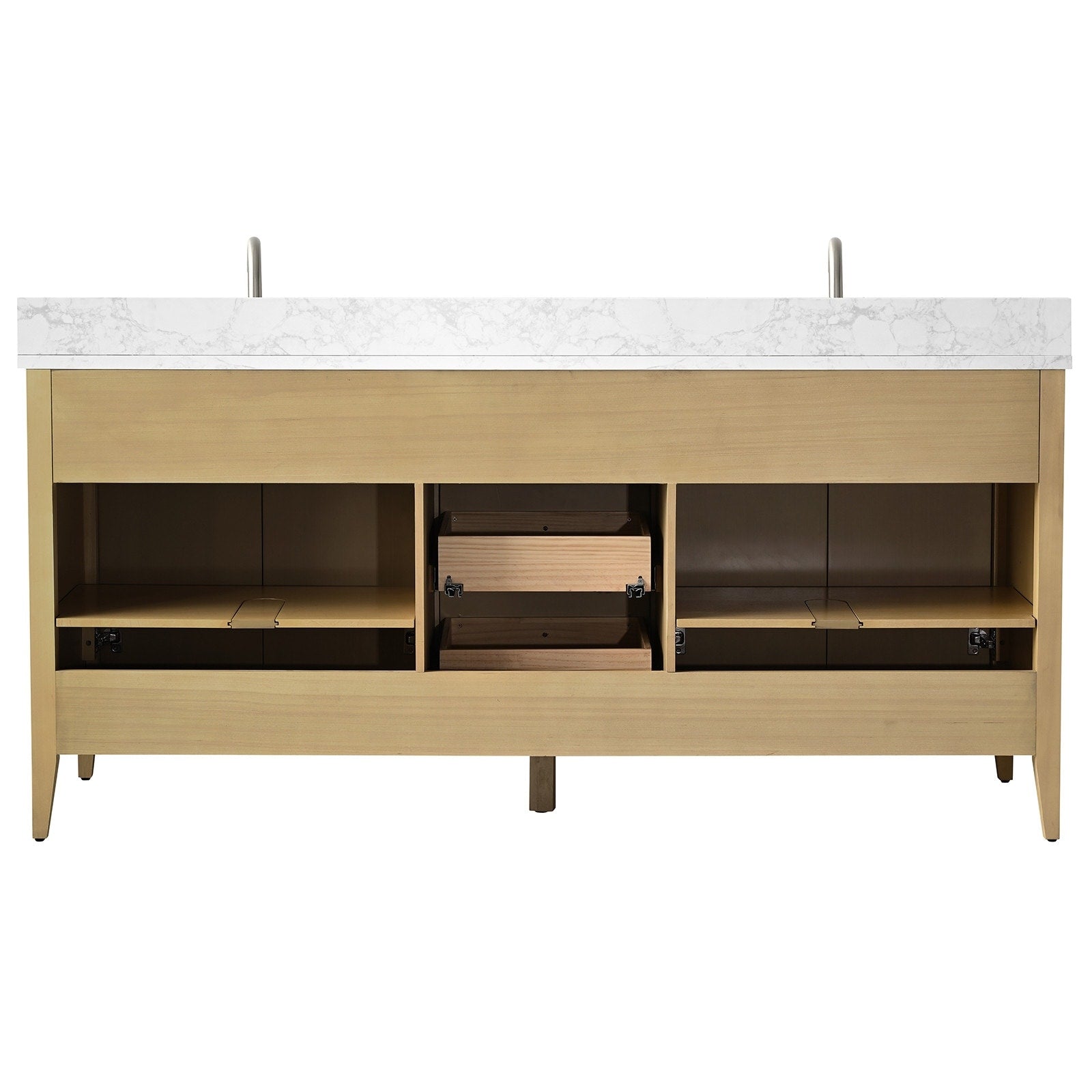 Meuble-lavabo double vasque Vanity Art 72 avec dessus en marbre reconstitué