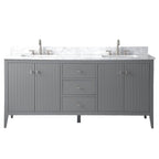 Meuble-lavabo double vasque Vanity Art 72 avec dessus en marbre reconstitué
