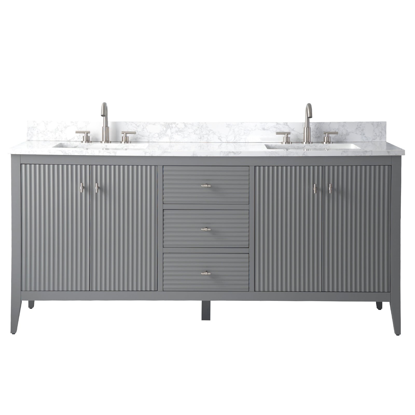 Meuble-lavabo double vasque Vanity Art 72 avec dessus en marbre reconstitué
